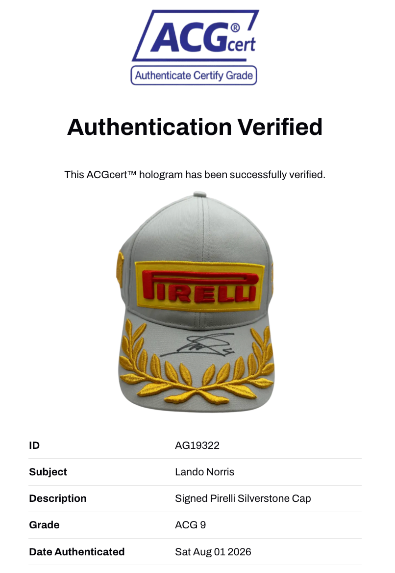 LANDO NORRIS SIGNED SILVERSTONE 2025 PIRELLI FORMULA 1 CAP (ACG CERT AG19322)-5