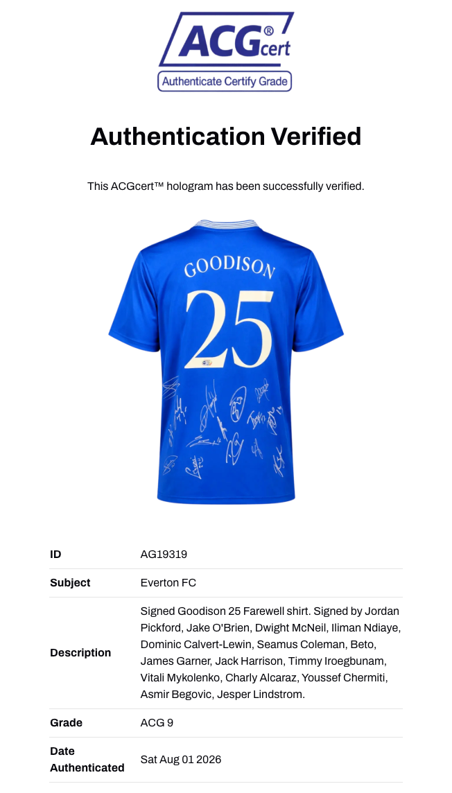 EVERTON FC SQUAD SIGNED GOODISON 25 2024/25 HOME SHIRT (ACG CERT AG19319)-3