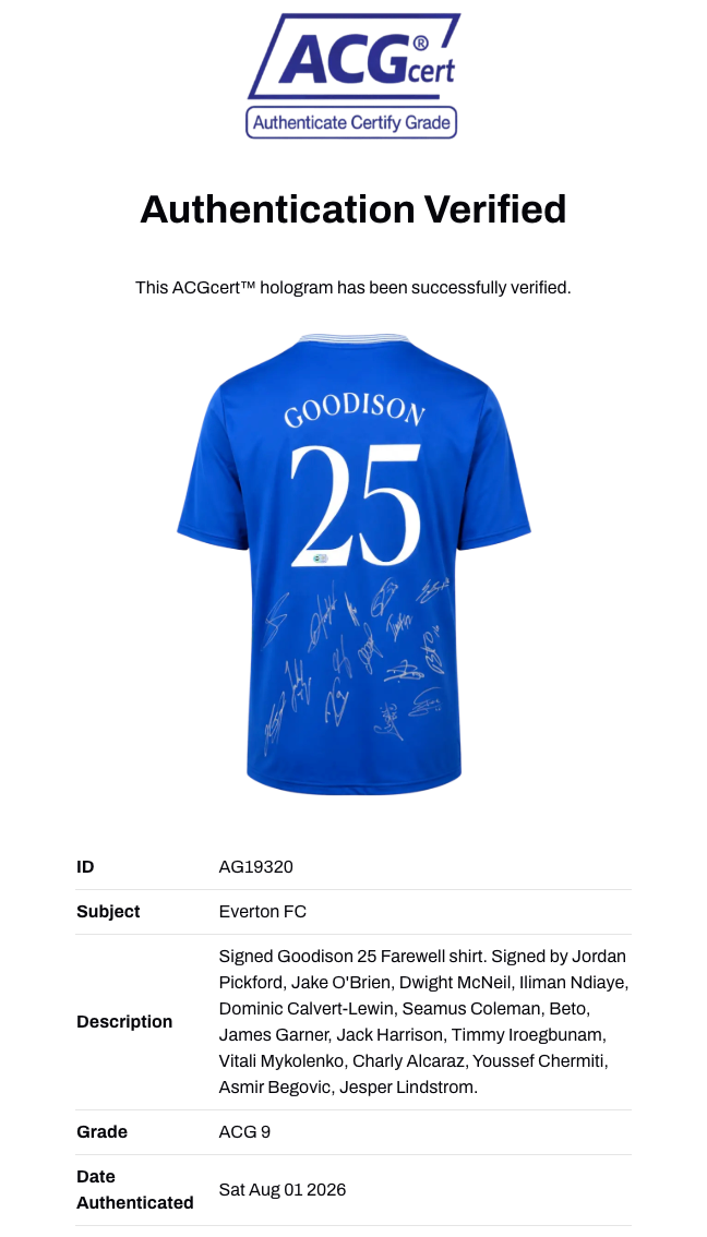 EVERTON FC SQUAD SIGNED GOODISON 25 2024/25 HOME SHIRT (ACG CERT AG19320)-3