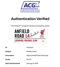 ROBBIE FOWLER SIGNED LIVERPOOL FC ANFIELD ROAD STREET SIGN (ACG CERT AG19334)-2