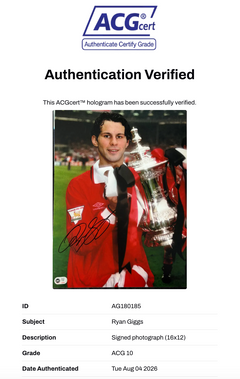 RYAN GIGGS SIGNED MANCHESTER UNITED FA CUP WIN 16x12 PHOTO (ACG CERT AG180185)-2