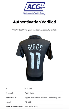 RYAN GIGGS SIGNED MANCHESTER UNITED 2003/05 AWAY SHIRT (ACG CERT AG135967)-2