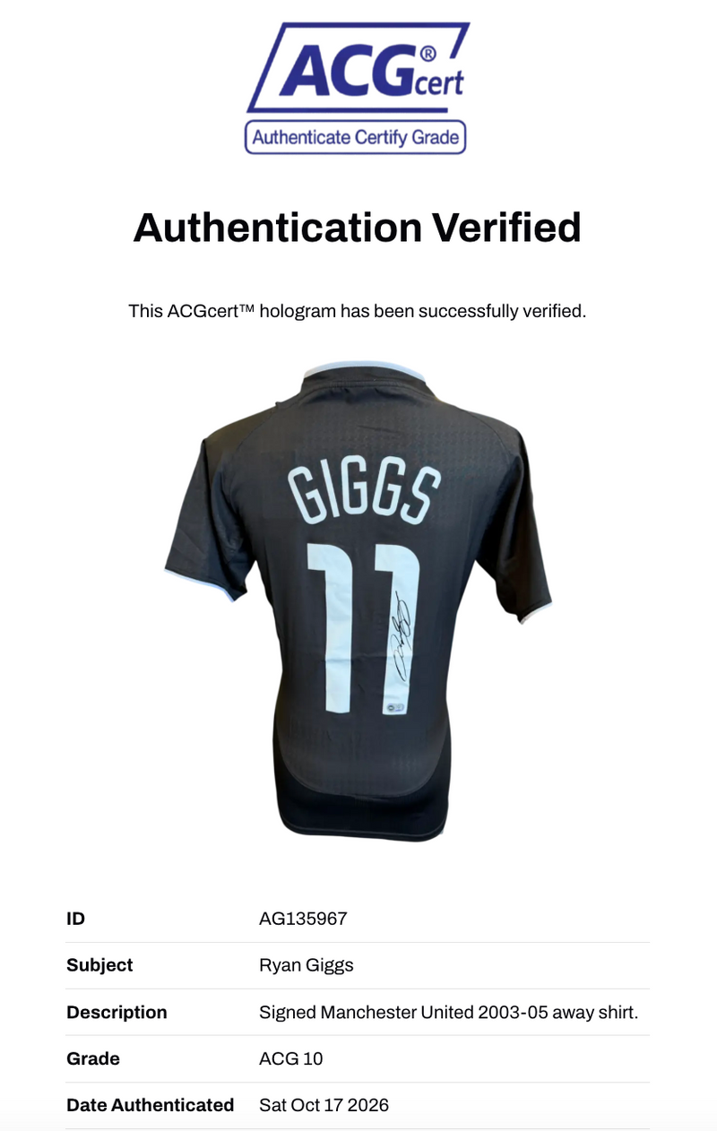 RYAN GIGGS SIGNED MANCHESTER UNITED 2003/05 AWAY SHIRT (ACG CERT AG135967)-2