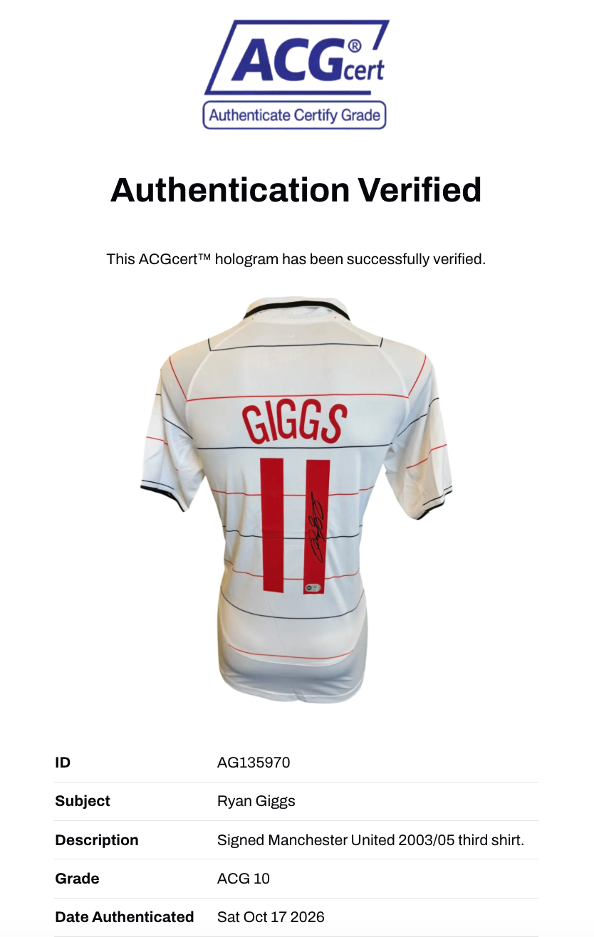 RYAN GIGGS SIGNED MANCHESTER UNITED 2003/05 THIRD SHIRT (ACG CERT AG135970)-2