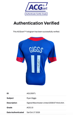 RYAN GIGGS SIGNED MANCHESTER UNITED 2006/07 THIRD SHIRT (ACG CERT AG135971)-2