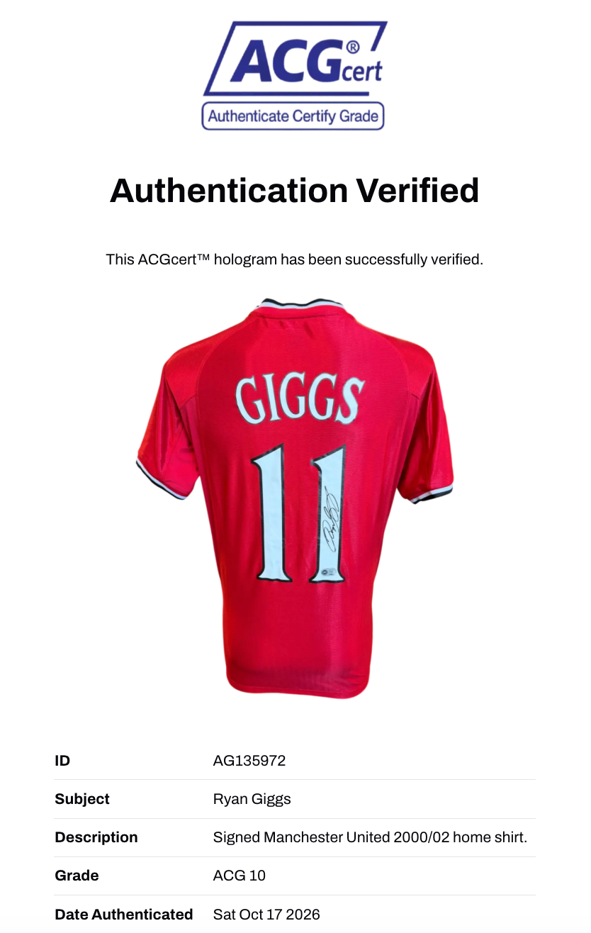 RYAN GIGGS SIGNED MANCHESTER UNITED 2000/02 HOME SHIRT (ACG CERT AG135972)-2
