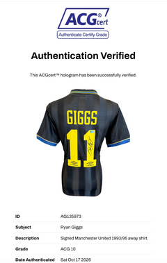 RYAN GIGGS SIGNED MANCHESTER UNITED 1993/95 AWAY SHIRT (ACG CERT AG135973)-2