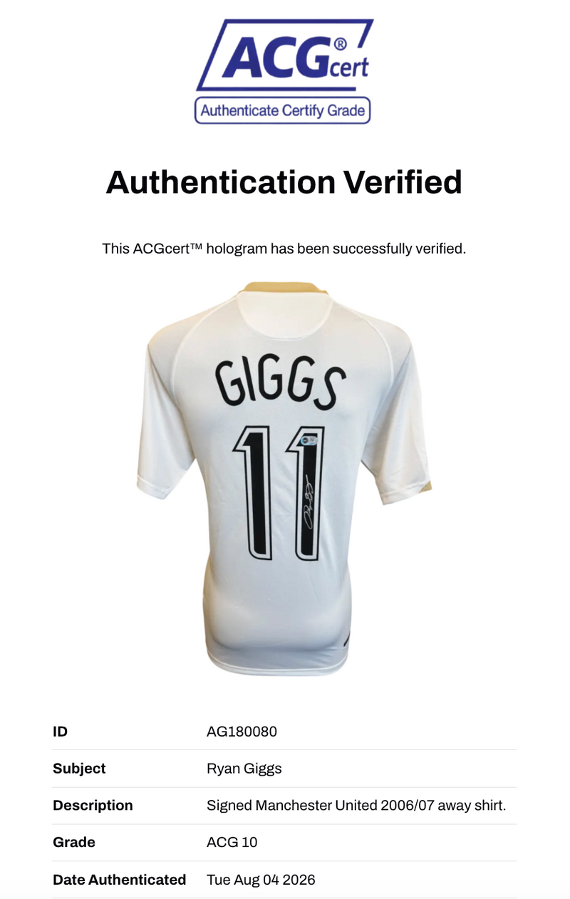 RYAN GIGGS SIGNED MANCHESTER UNITED 2006/07 AWAY SHIRT (ACG CERT AG180080)-2