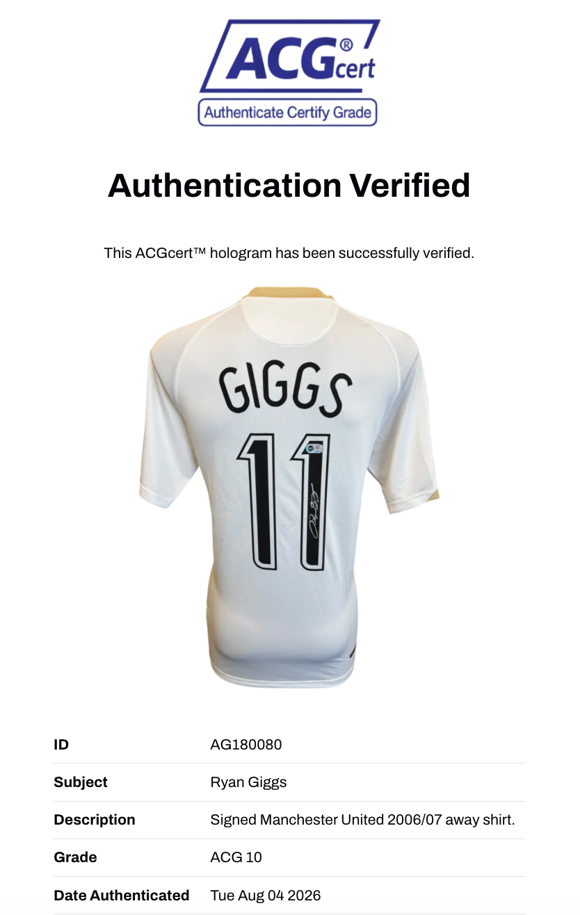 RYAN GIGGS SIGNED MANCHESTER UNITED 2006/07 AWAY SHIRT (ACG CERT AG180080)-2