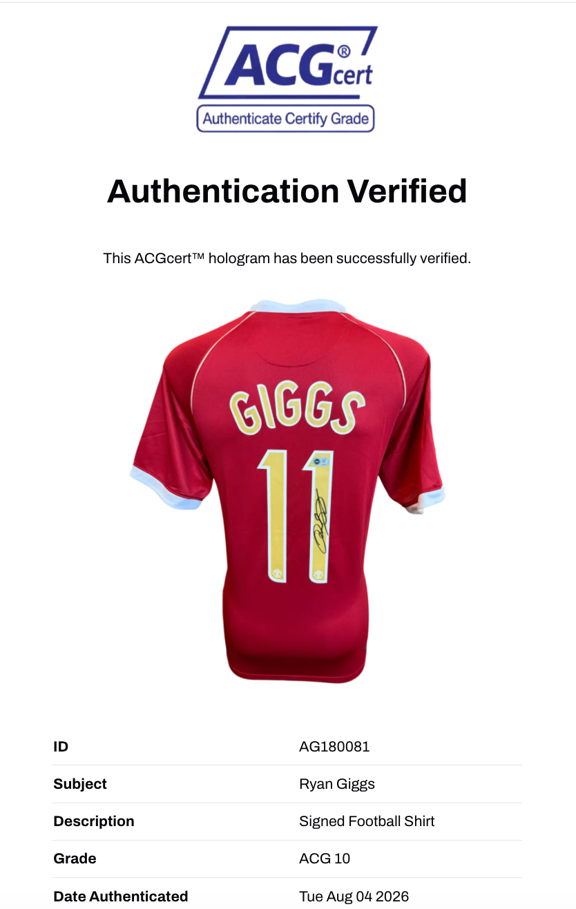 RYAN GIGGS SIGNED MANCHESTER UNITED 2006/07 HOME SHIRT (ACG CERT AG180081)-2