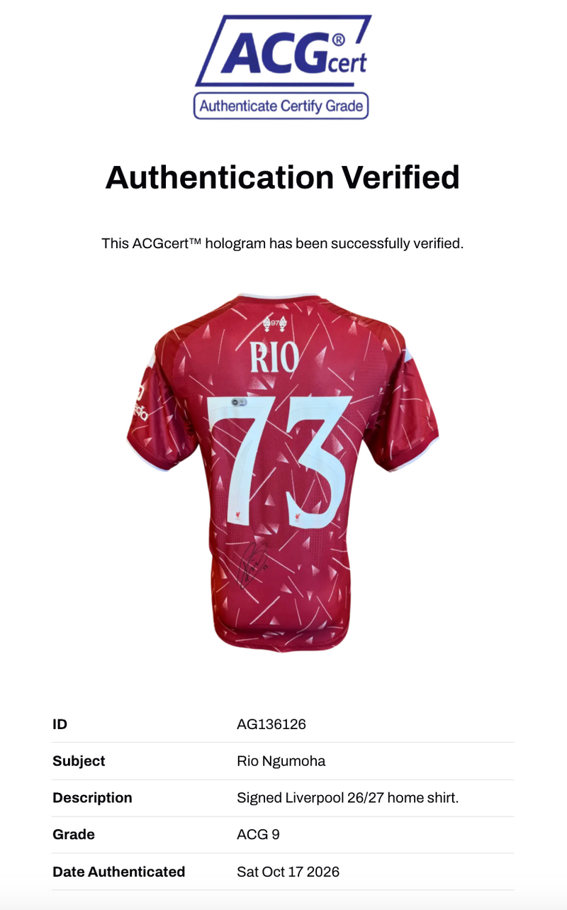 RIO NGUMOHA SIGNED LIVERPOOL 26/27 HOME SHIRT (ACG CERT AG136126)-2