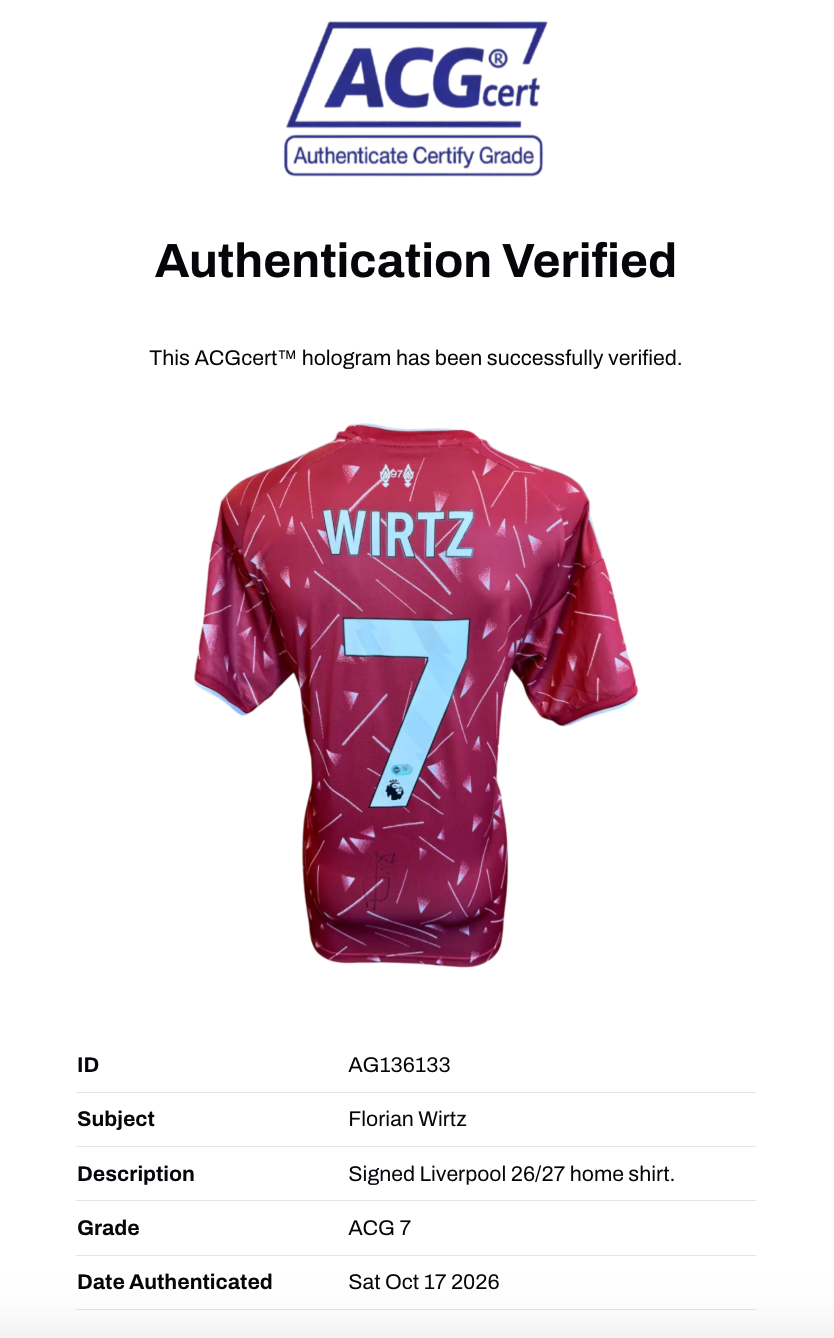 FLORIAN WIRTZ SIGNED LIVERPOOL 26/27 HOME SHIRT (ACG CERT AG136133)-2