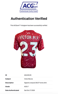 VICTOR MUNOZ SIGNED LIVERPOOL 26/27 HOME SHIRT (ACG CERT AG136135)-2