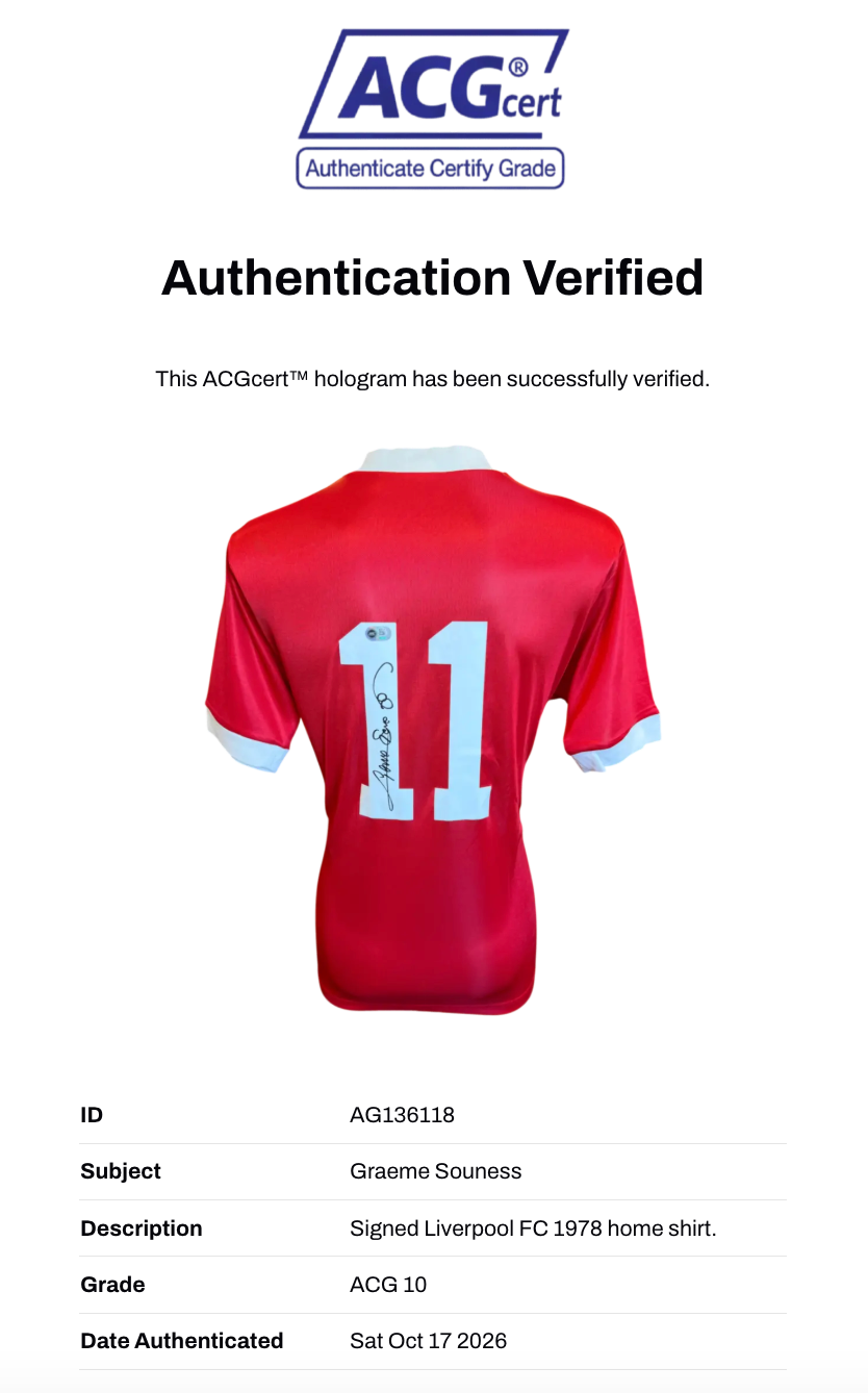 GRAEME SOUNESS SIGNED LIVERPOOL FC WEMBLEY 78 HOME SHIRT (ACG CERT AG136118)-3