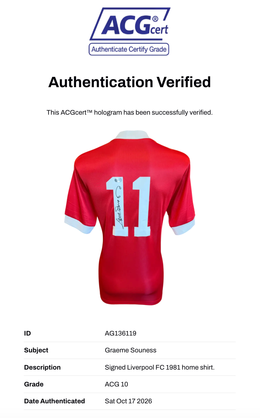 GRAEME SOUNESS SIGNED LIVERPOOL FC PARIS 81 HOME SHIRT (ACG CERT AG136119)-2