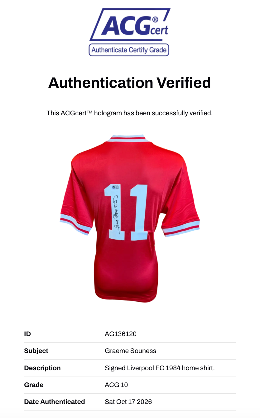 GRAEME SOUNESS SIGNED LIVERPOOL FC ROME 84 HOME SHIRT (ACG CERT AG136120)-2