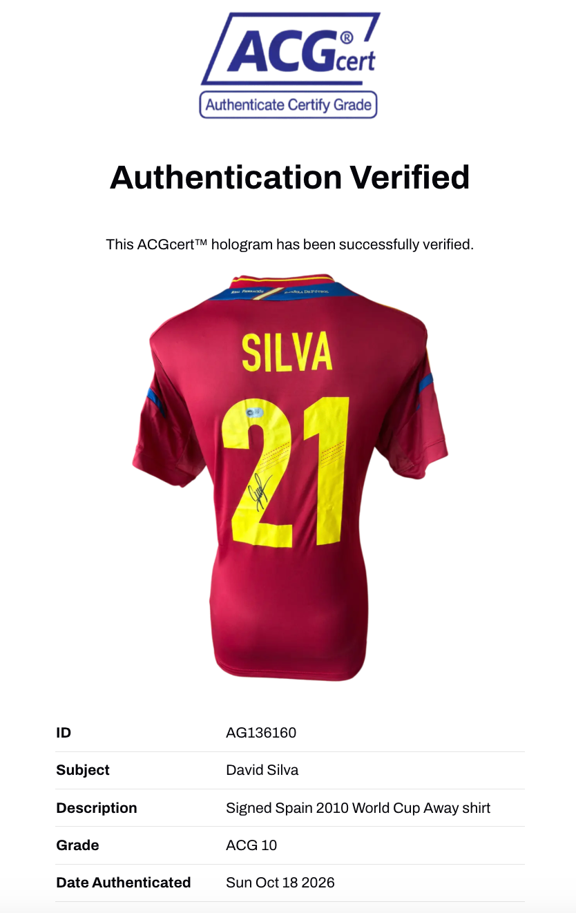 DAVID SILVA SIGNED SPAIN EURO 2012 WINNERS HOME SHIRT (ACG CERT AG136160)-3