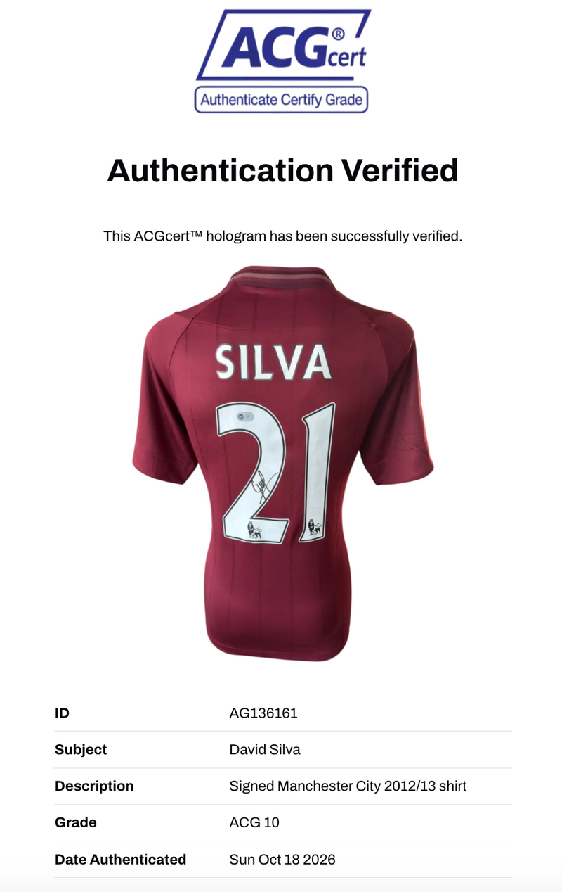 DAVID SILVA SIGNED MANCHESTER CITY 2012/13 AWAY SHIRT (ACG CERT AG136161)-3