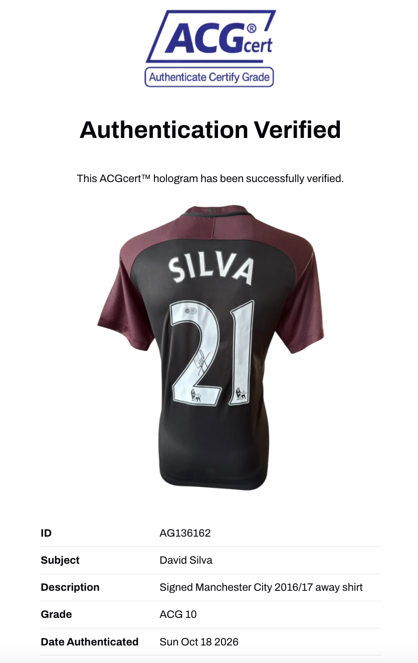 DAVID SILVA SIGNED MANCHESTER CITY 2012/13 AWAY SHIRT (ACG CERT AG136162)-3