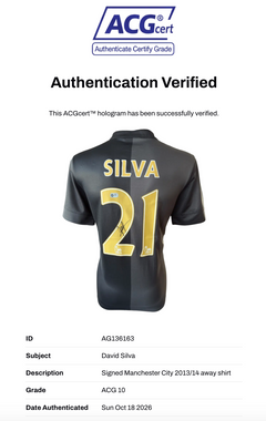 DAVID SILVA SIGNED MANCHESTER CITY 2013/14 AWAY SHIRT (ACG CERT AG136163)-3