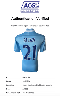 DAVID SILVA SIGNED MANCHESTER CITY 2011/12 HOME SHIRT (ACG CERT AG136171)-3