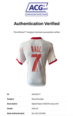 RAUL SIGNED SPAIN 2002/04 AWAY SHIRT (ACG CERT AG136177)-3
