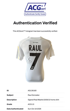 RAUL SIGNED REAL MADRID 2009/10 HOME SHIRT (ACG CERT AG136180)-3