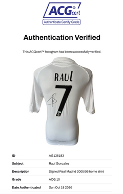 RAUL SIGNED REAL MADRID 2005/06 HOME SHIRT (ACG CERT AG136183)-3
