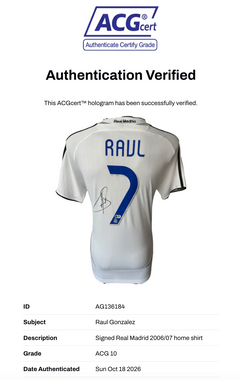 RAUL SIGNED REAL MADRID 2006/07 HOME SHIRT (ACG CERT AG136184)-3