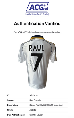 RAUL SIGNED REAL MADRID 1999/00 HOME SHIRT (ACG CERT AG136191)-3