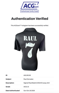 RAUL SIGNED REAL MADRID 2002/03 AWAY SHIRT (ACG CERT AG136192)-3