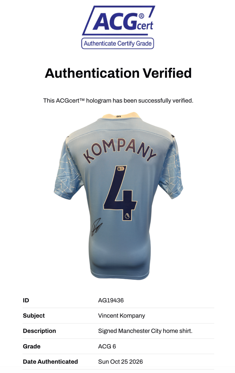 VINCENT KOMPANY SIGNED MANCHESTER CITY 2020/21 HOME SHIRT (ACG CERT AG19436)-3