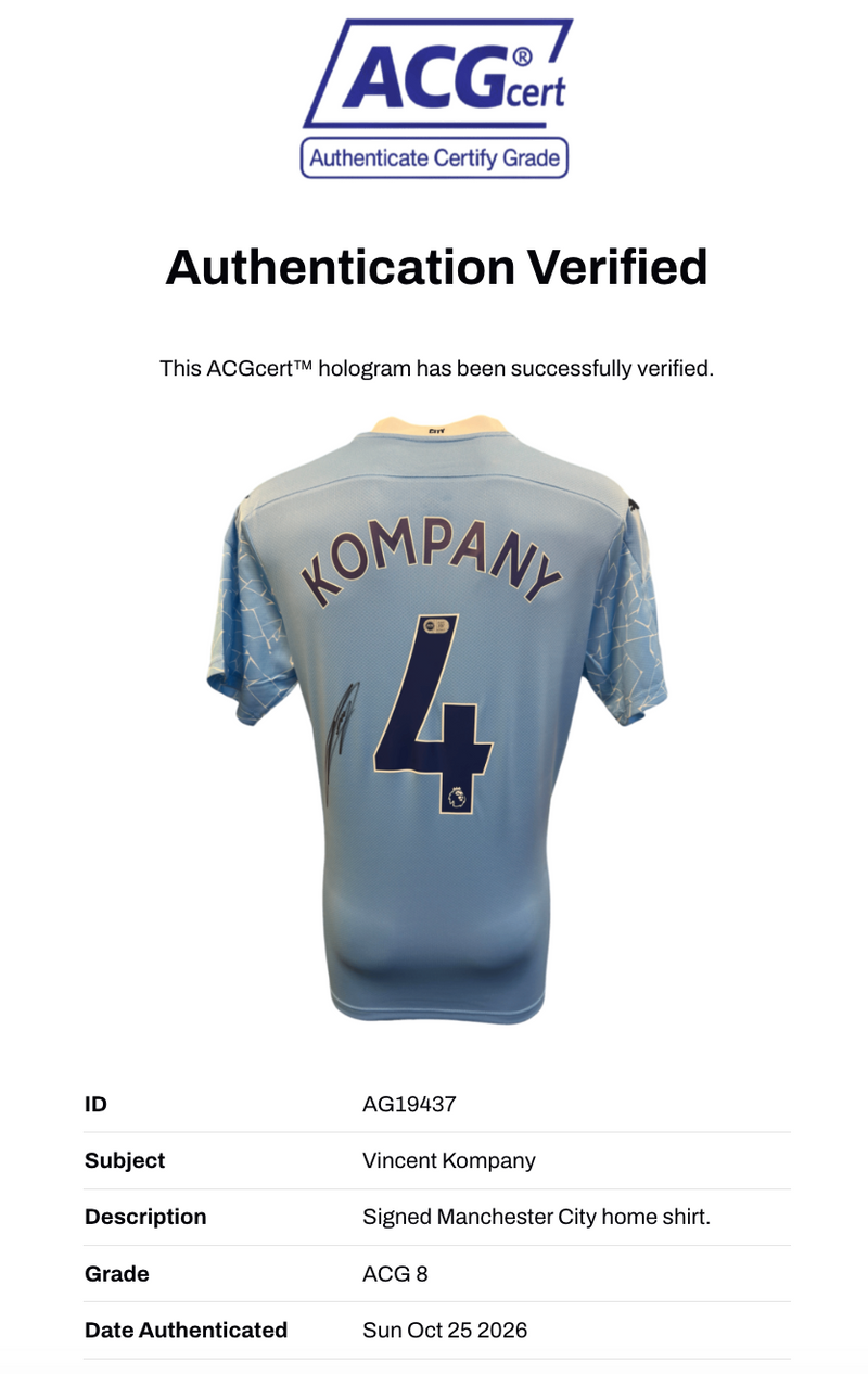 VINCENT KOMPANY SIGNED MANCHESTER CITY 2020/21 HOME SHIRT (ACG CERT AG19437)-3