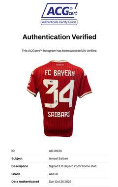 ISMAEL SAIBARI SIGNED FC BAYERN MUNICH 2026/27 HOME SHIRT (ACG CERT AG19438)-3