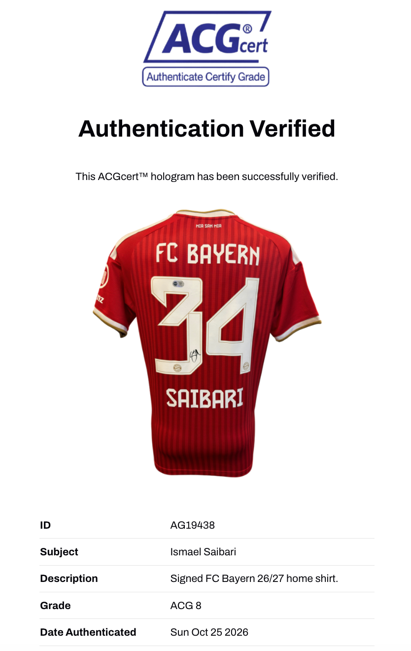 ISMAEL SAIBARI SIGNED FC BAYERN MUNICH 2026/27 HOME SHIRT (ACG CERT AG19438)-3