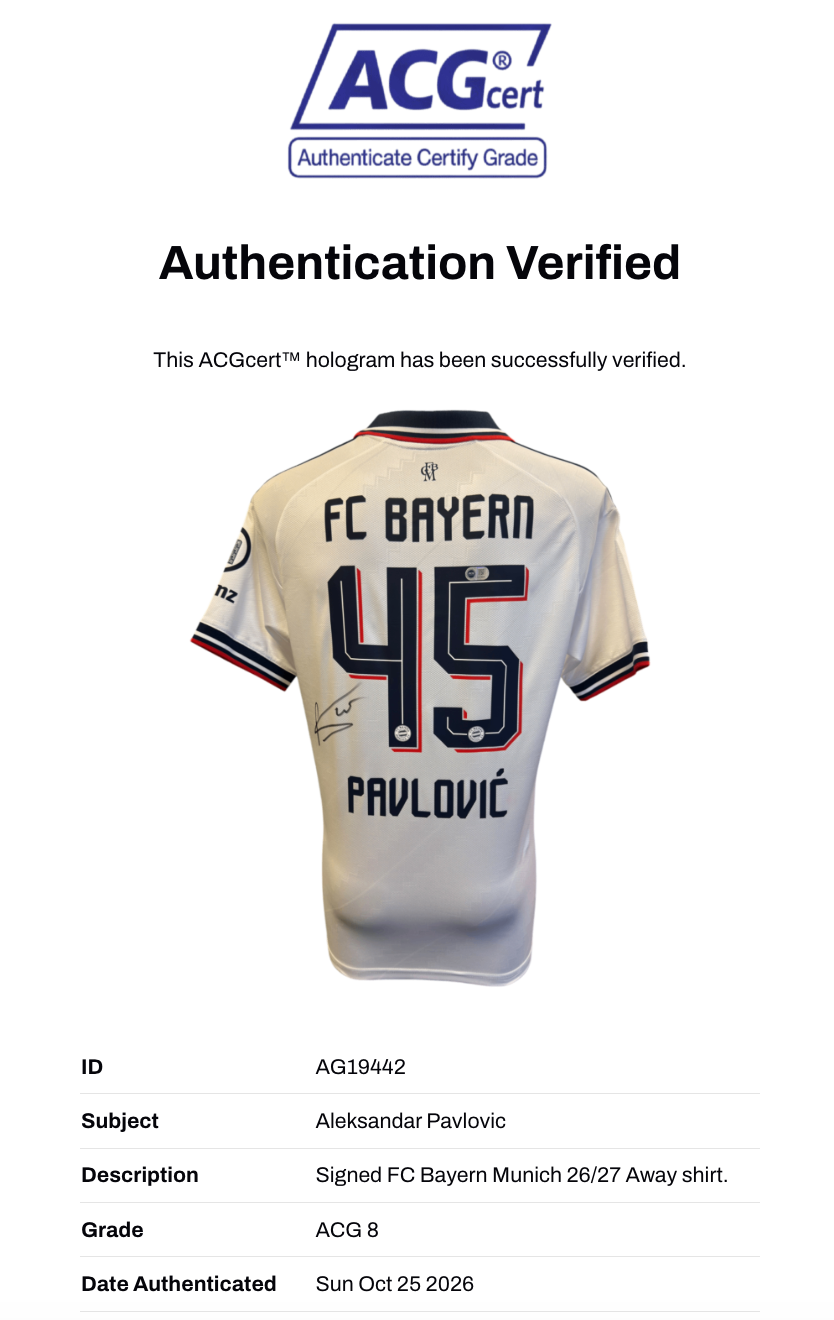 ALEKSANDAR PAVLOVIC SIGNED FC BAYERN MUNICH 2026/27 AWAY SHIRT (ACG CERT AG19442)-3