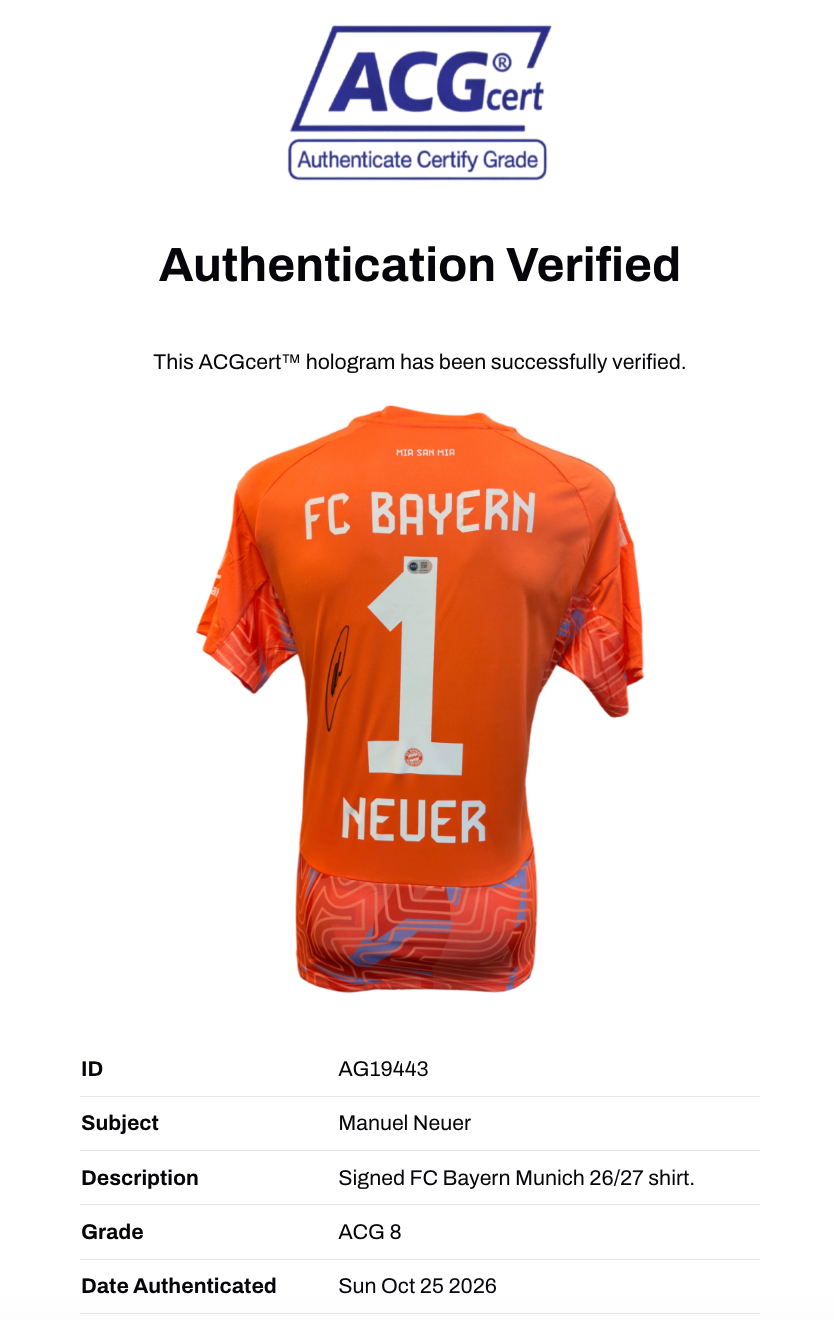 MANUEL NEUER SIGNED FC BAYERN MUNICH 2026/27 GOALKEEPR SHIRT (ACG CERT AG19443)-3