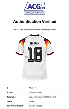 NATHANIEL BROWN SIGNED GERMANY 2026/27 HOME SHIRT (ACG CERT AG19445)-3