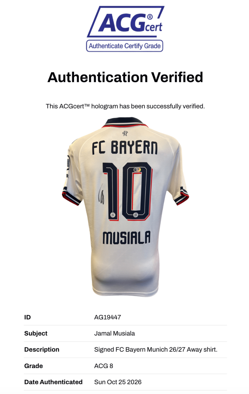 JAMAL MUSIALA SIGNED FC BAYERN MUNICH 2026/27 AWAY SHIRT (ACG CERT AG19447)-3