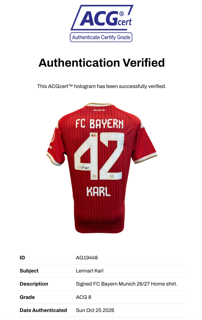 LENNART KARL SIGNED FC BAYERN MUNICH 2026/27 HOME SHIRT (ACG CERT AG19448)-3