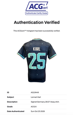 LENNART KARL SIGNED GERMANY 2026/27 AWAY SHIRT (ACG CERT AG19449)-3