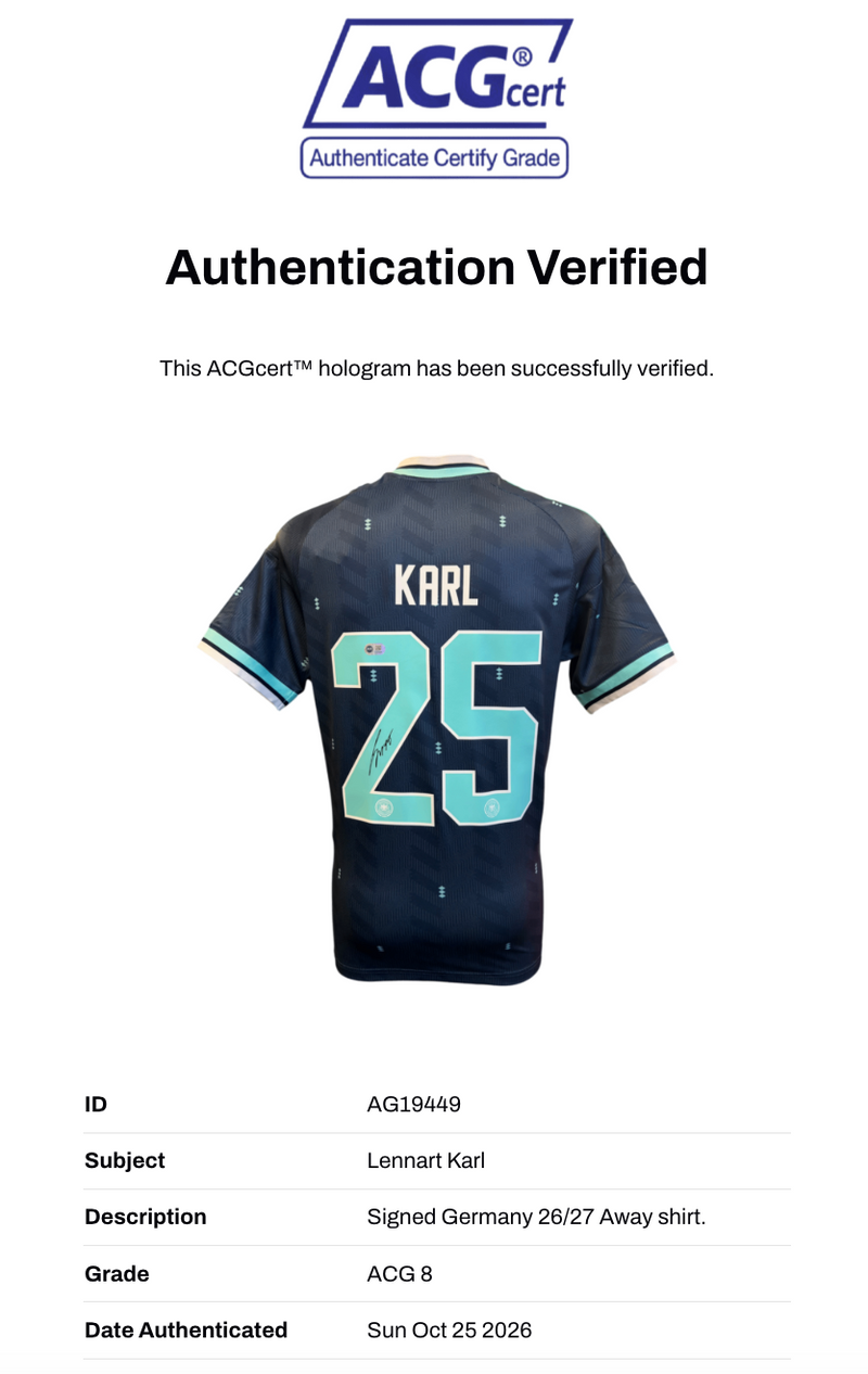LENNART KARL SIGNED GERMANY 2026/27 AWAY SHIRT (ACG CERT AG19449)-3