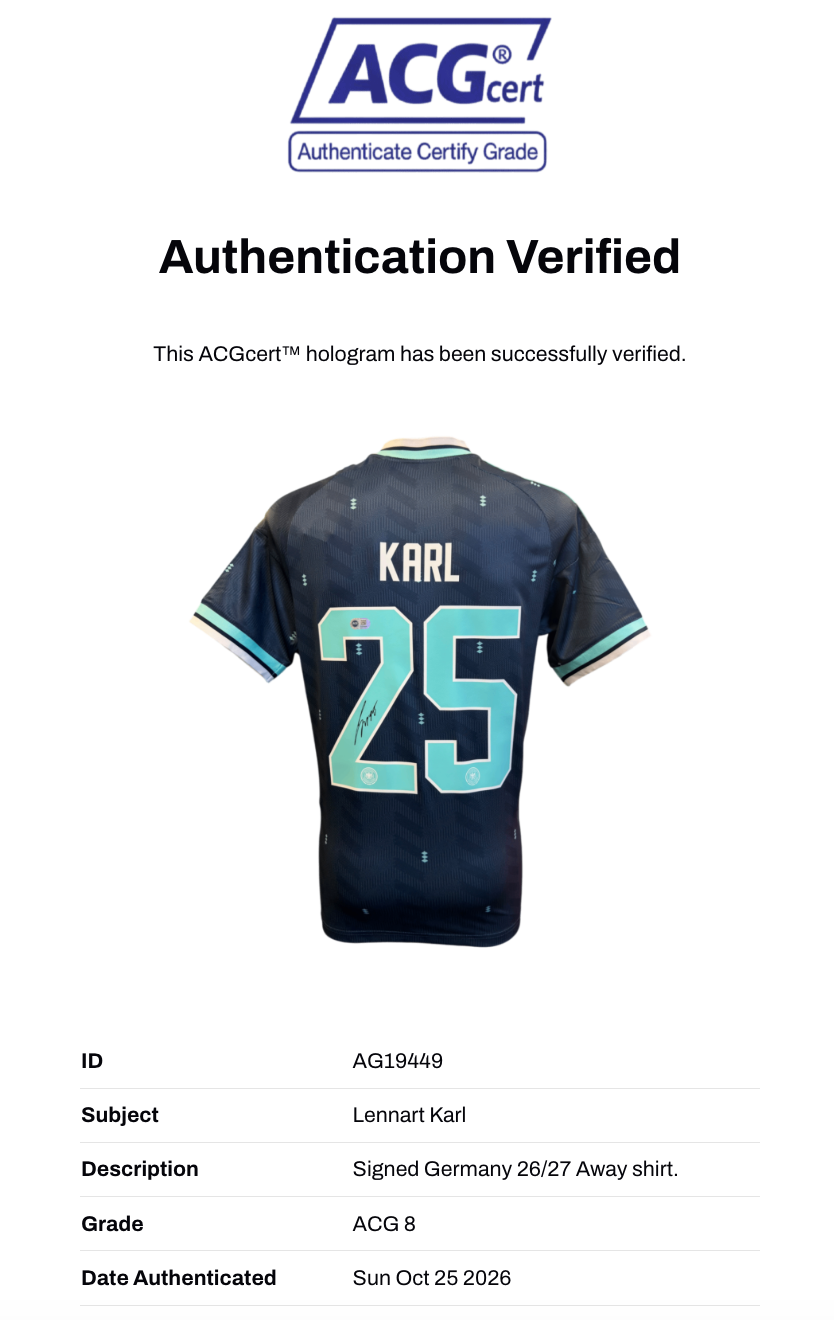 LENNART KARL SIGNED GERMANY 2026/27 AWAY SHIRT (ACG CERT AG19449)-3