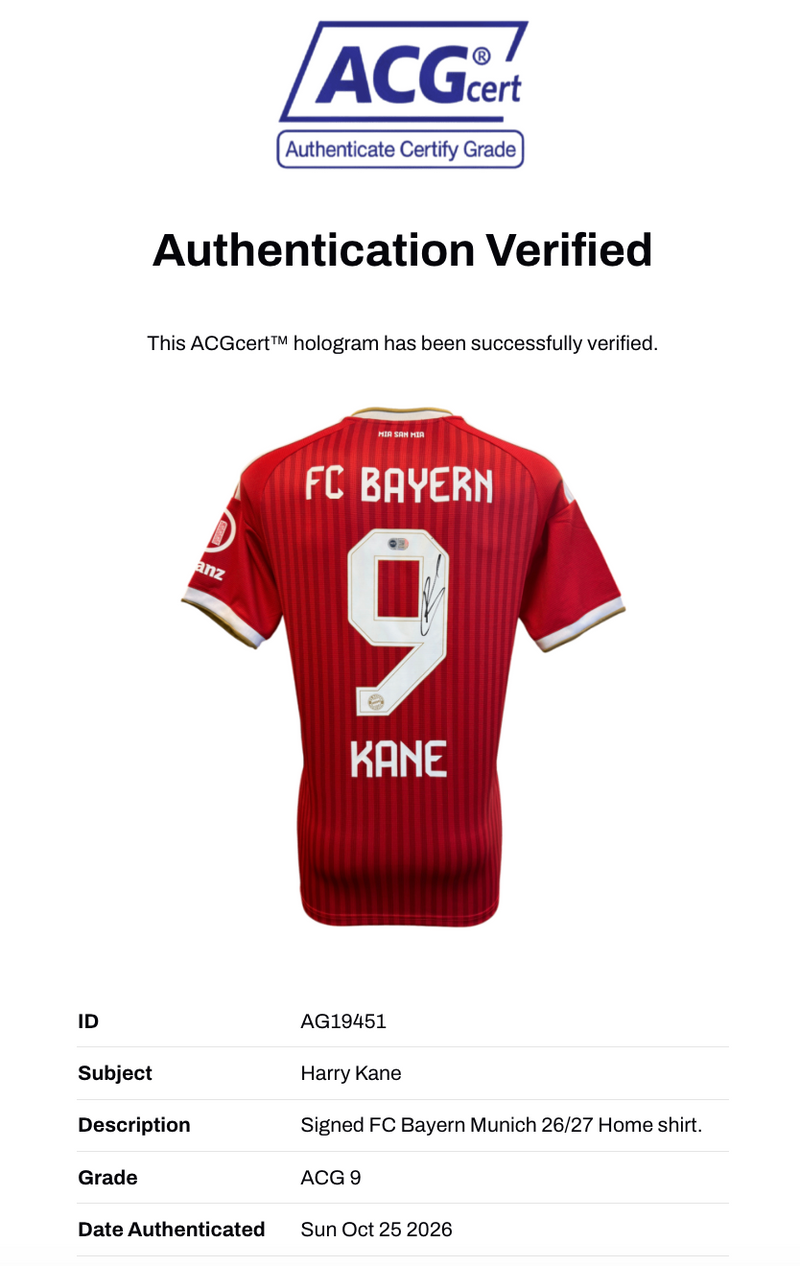 HARRY KANE SIGNED FC BAYERN MUNICH 2026/27 HOME SHIRT (ACG CERT AG19451)-3