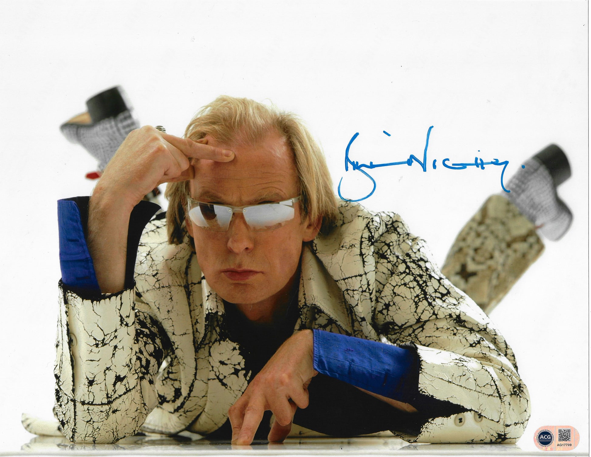 BILL NIGHY SIGNED LOVE ACTUALLY BILLY MACK 14X11 PHOTO (ACG CERT AG17709)-1
