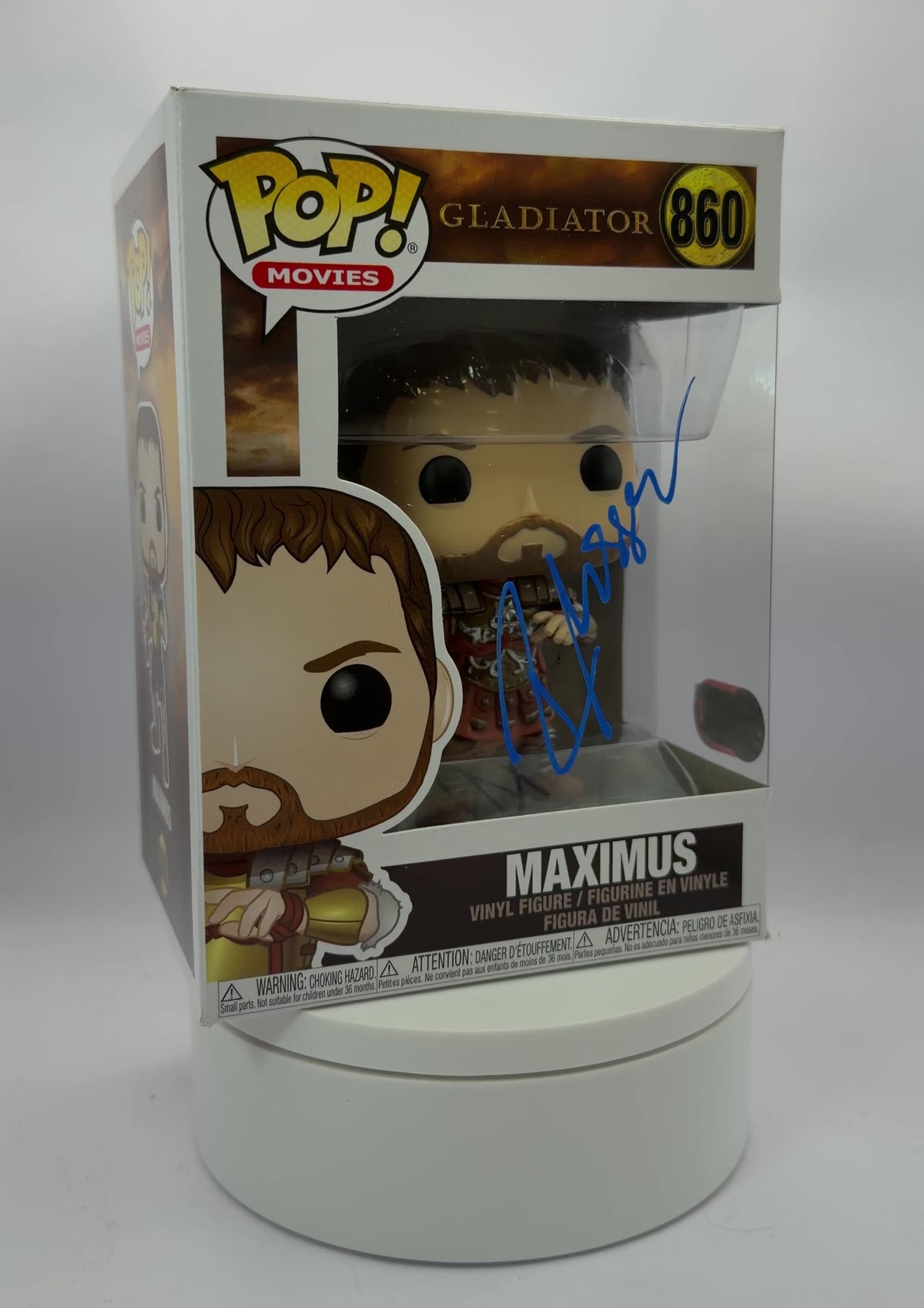 RUSSELL CROWE SIGNED MAXIMUS GLADIATOR #860 FUNKO POP! (ACG CERT AG17664)-2