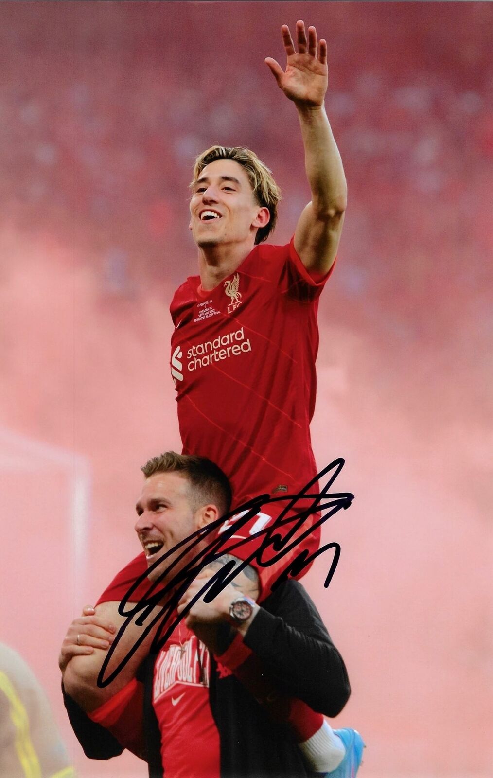 KOSTAS TSIMIKAS SIGNED LIVERPOOL FC FA CUP WINNER 12x8 PHOTO 3 (AFTAL COA)