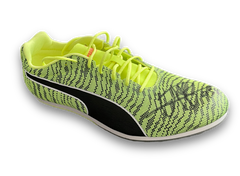 USAIN BOLT SIGNED RIGHT PUMA GREEN RUNNING SPIKE 9.58 BOOT (AFTAL COA)-1