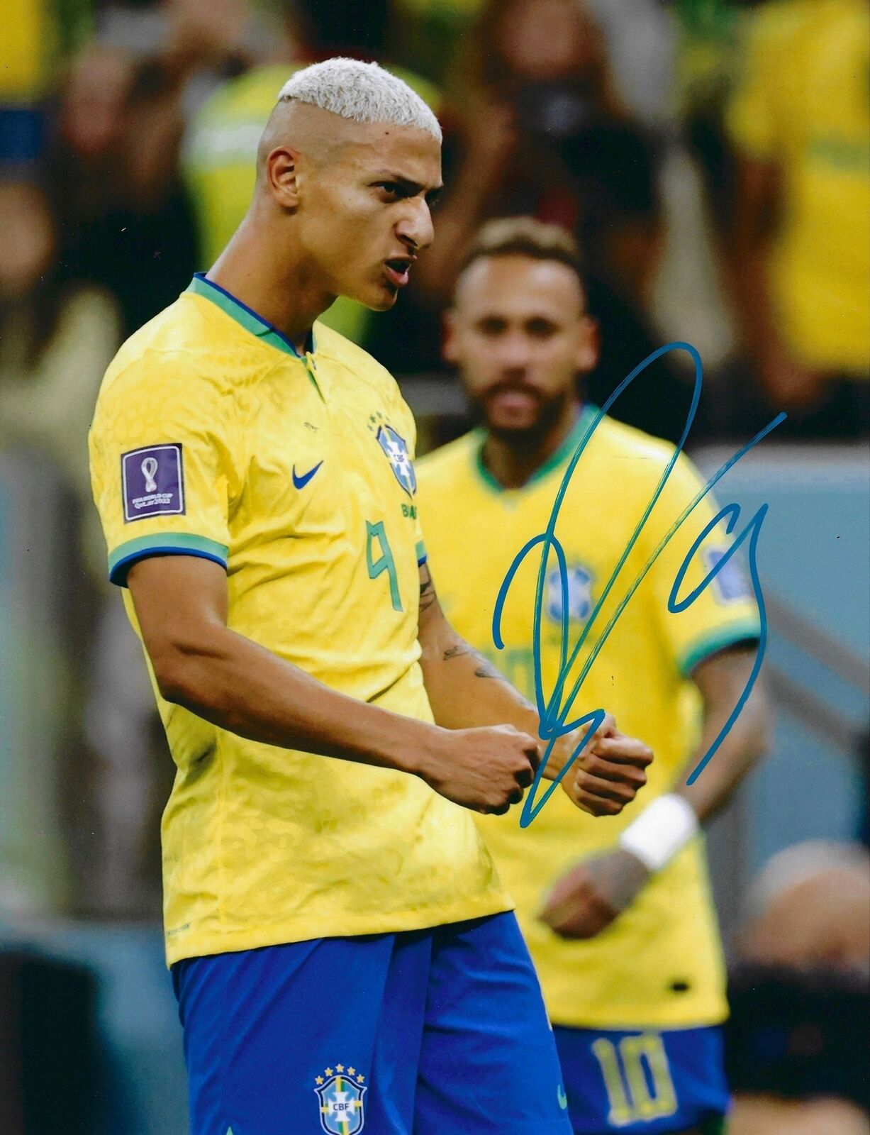 RICHARLISON SIGNED BRAZIL 2022 WORLD CUP 14x11 PHOTOGRAPH (AFTAL COA)