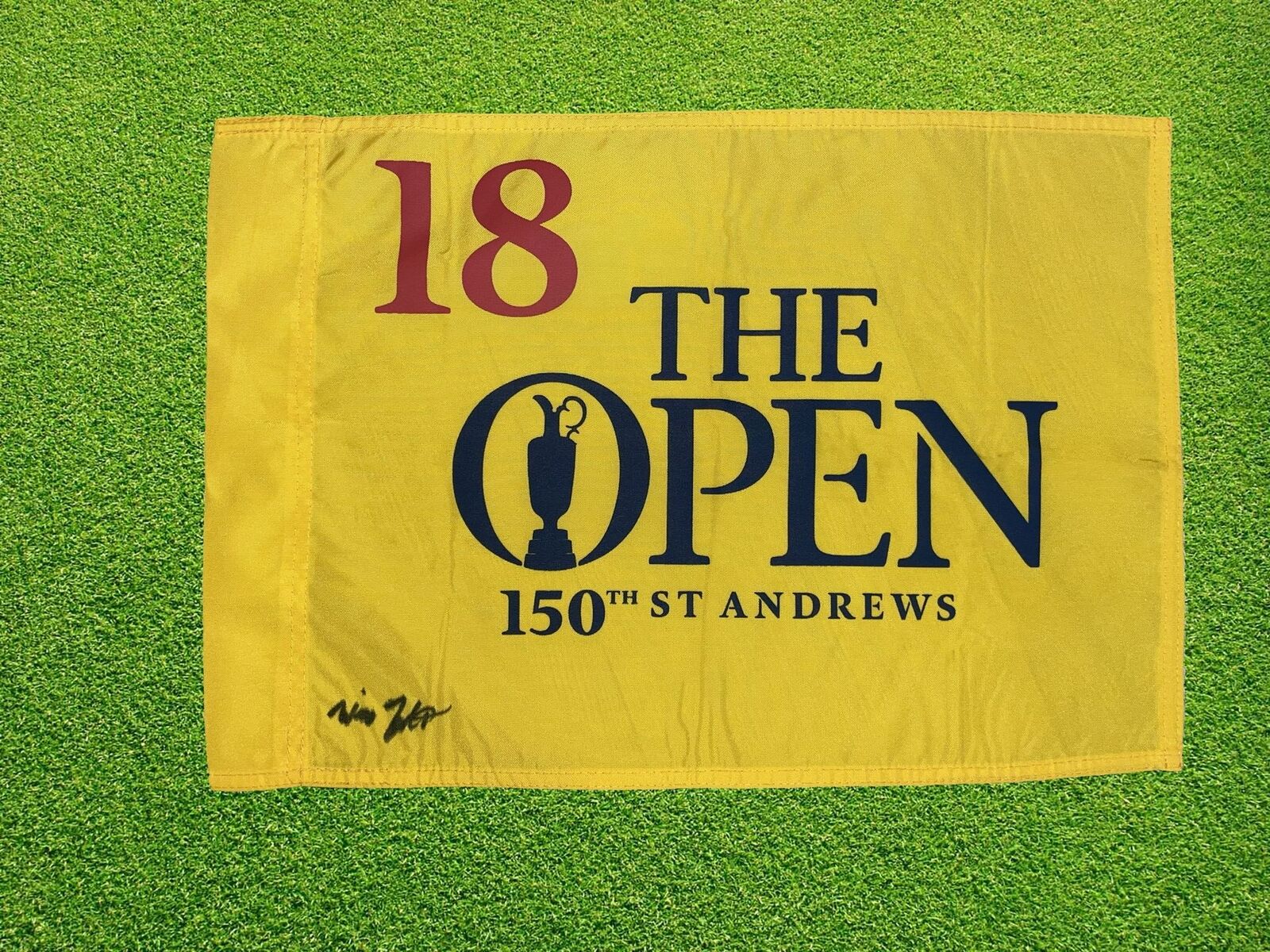 WILL ZALATORIS SIGNED GOLF 150TH OPEN PIN FLAG ST ANDREWS 2 (AFTAL COA)